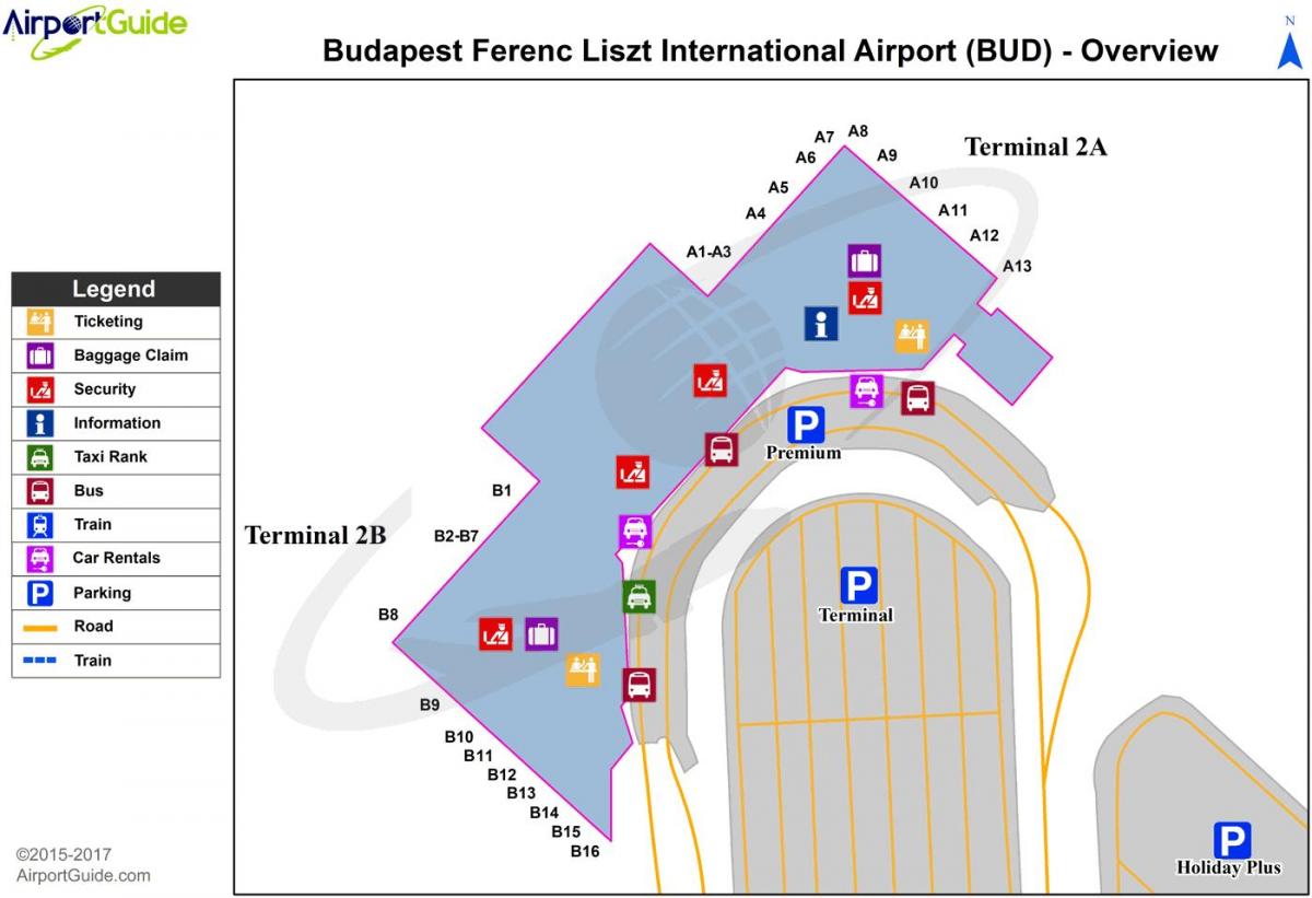 budapest, aeroporti hartë terminal 2a