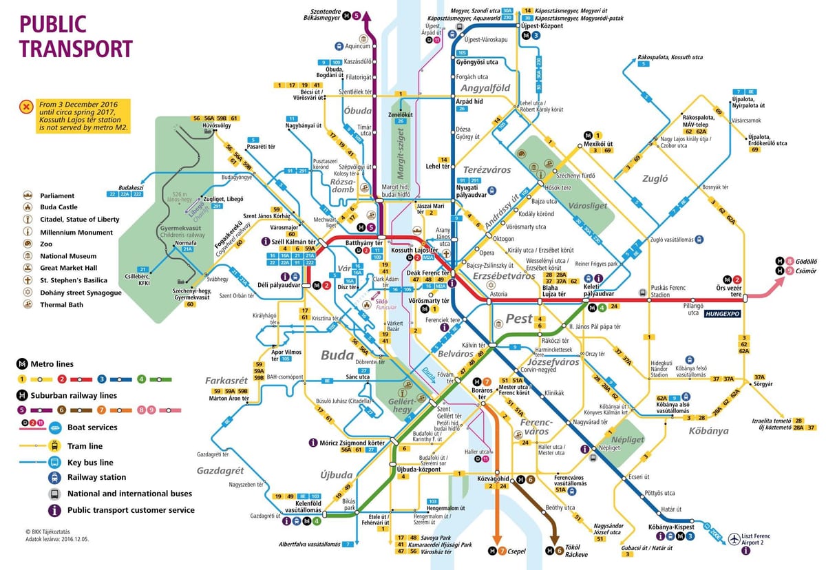 harta e budapest transportit publik
