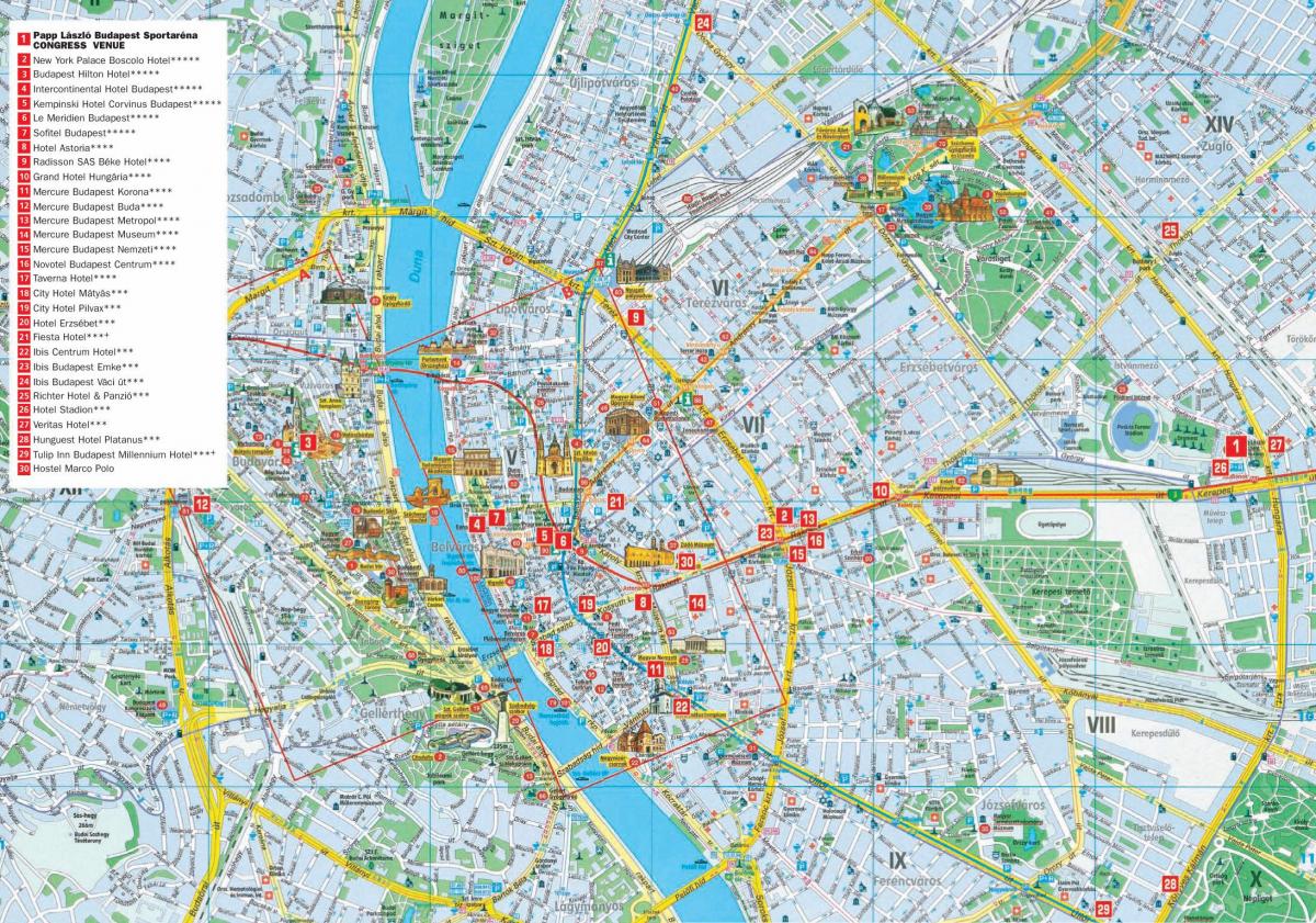 budapest qytetit hartën turistike