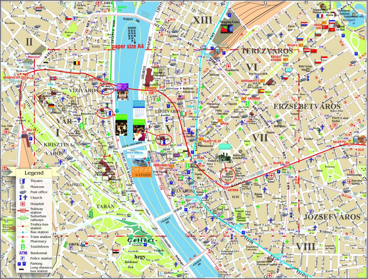 budapest hartë të qytetit me atraksionet